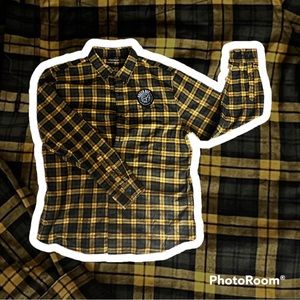 Banana Republic Untuck Slim Fit Flannel Green Day Revolution Radio Patch